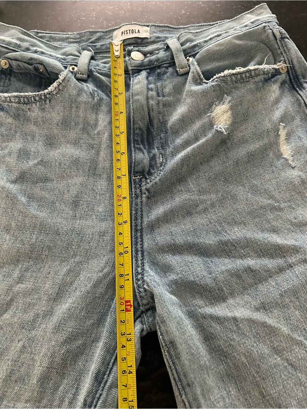 pistola Cassie Straight Leg ultra high rise distressed Jeans in Light Blue Sz 27 - Picture 8 of 9